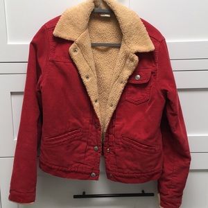 Old school red Sherpa Levi jacket